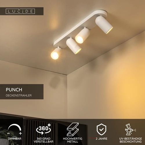 Lucide PUNCH - Deckenstrahler - 4xGU10 - Weiß - USP